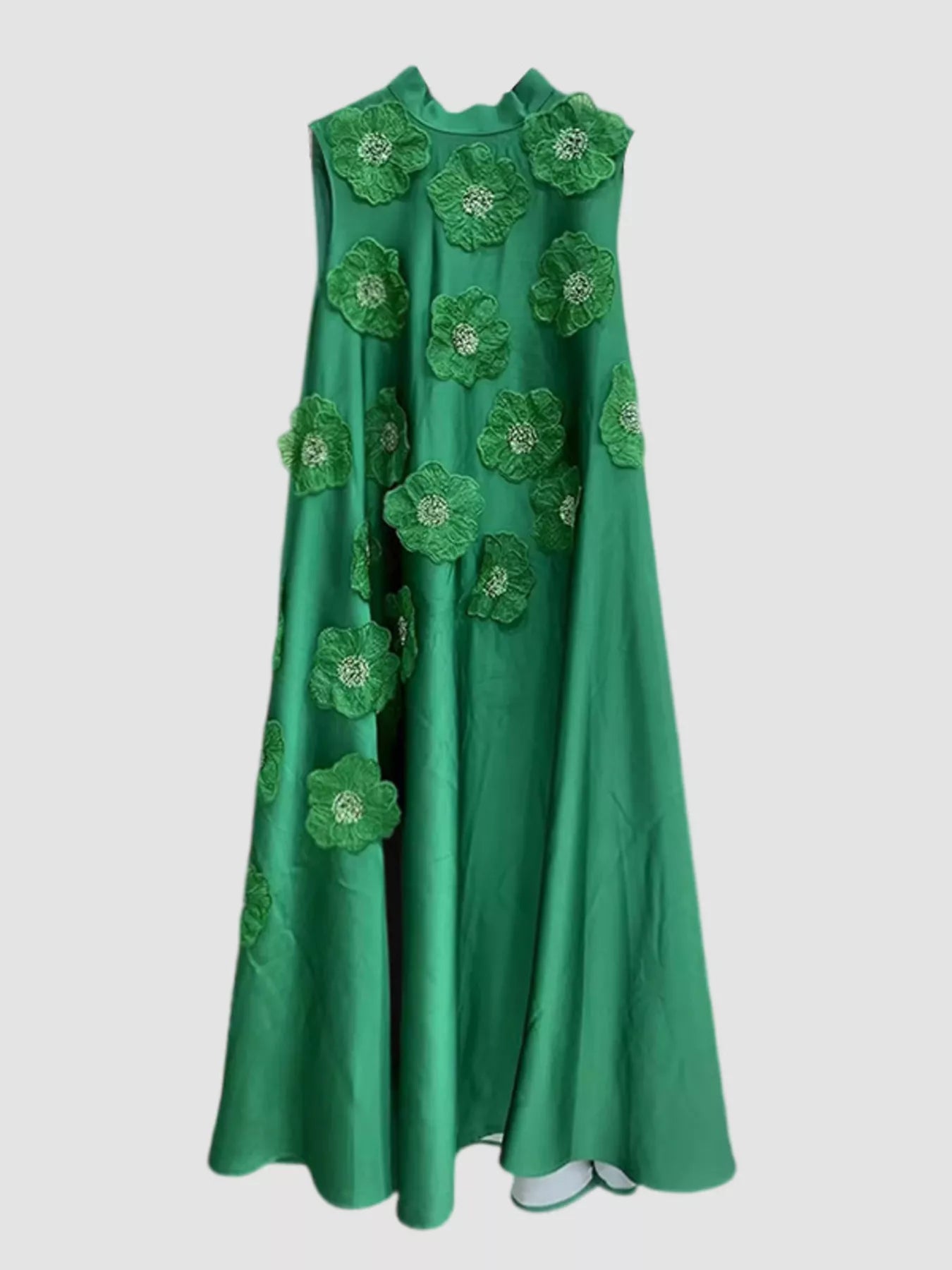 Sleeveless maxi dress styled with sandals