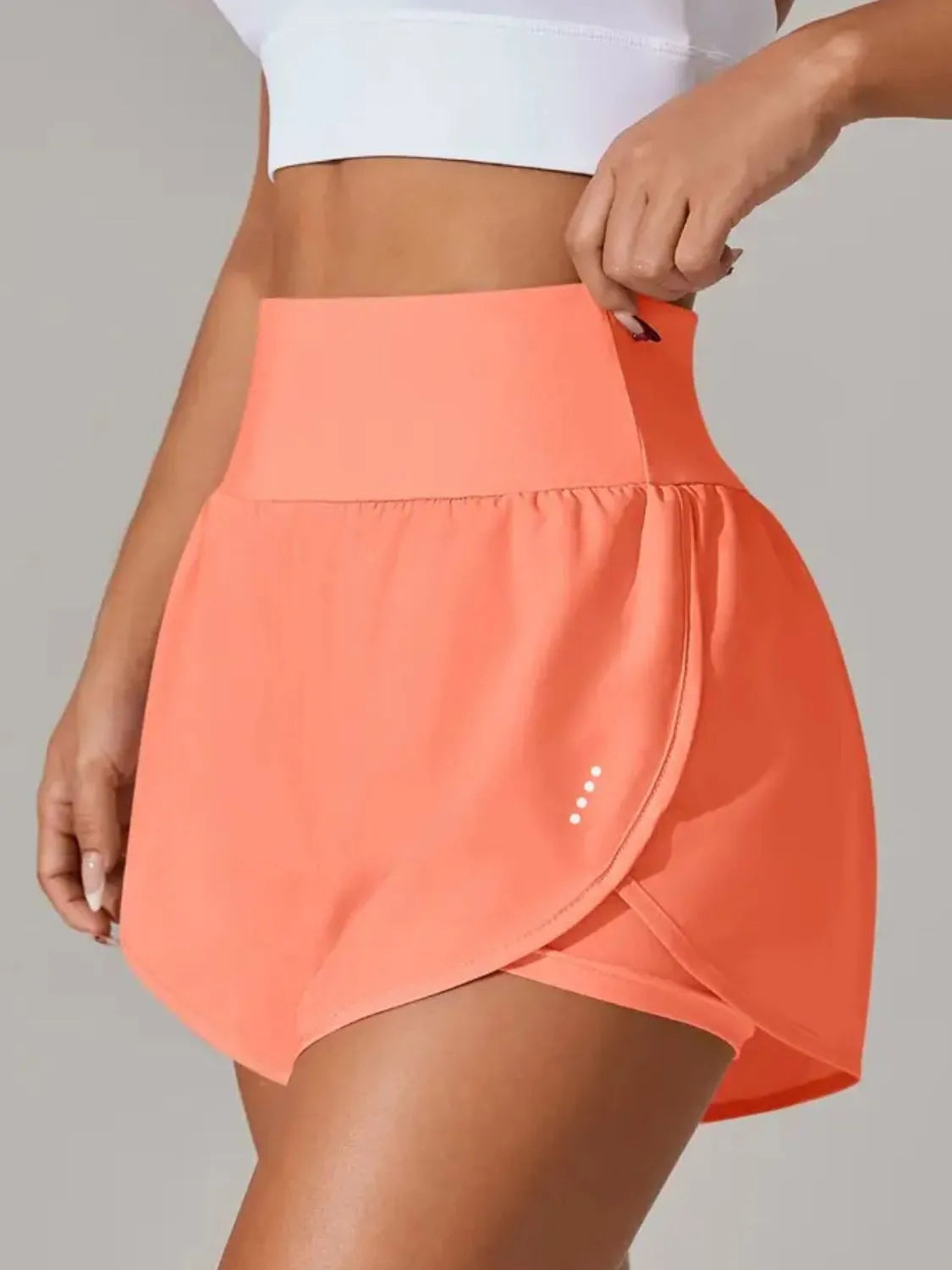White active shorts back view showing squat friendly coverage