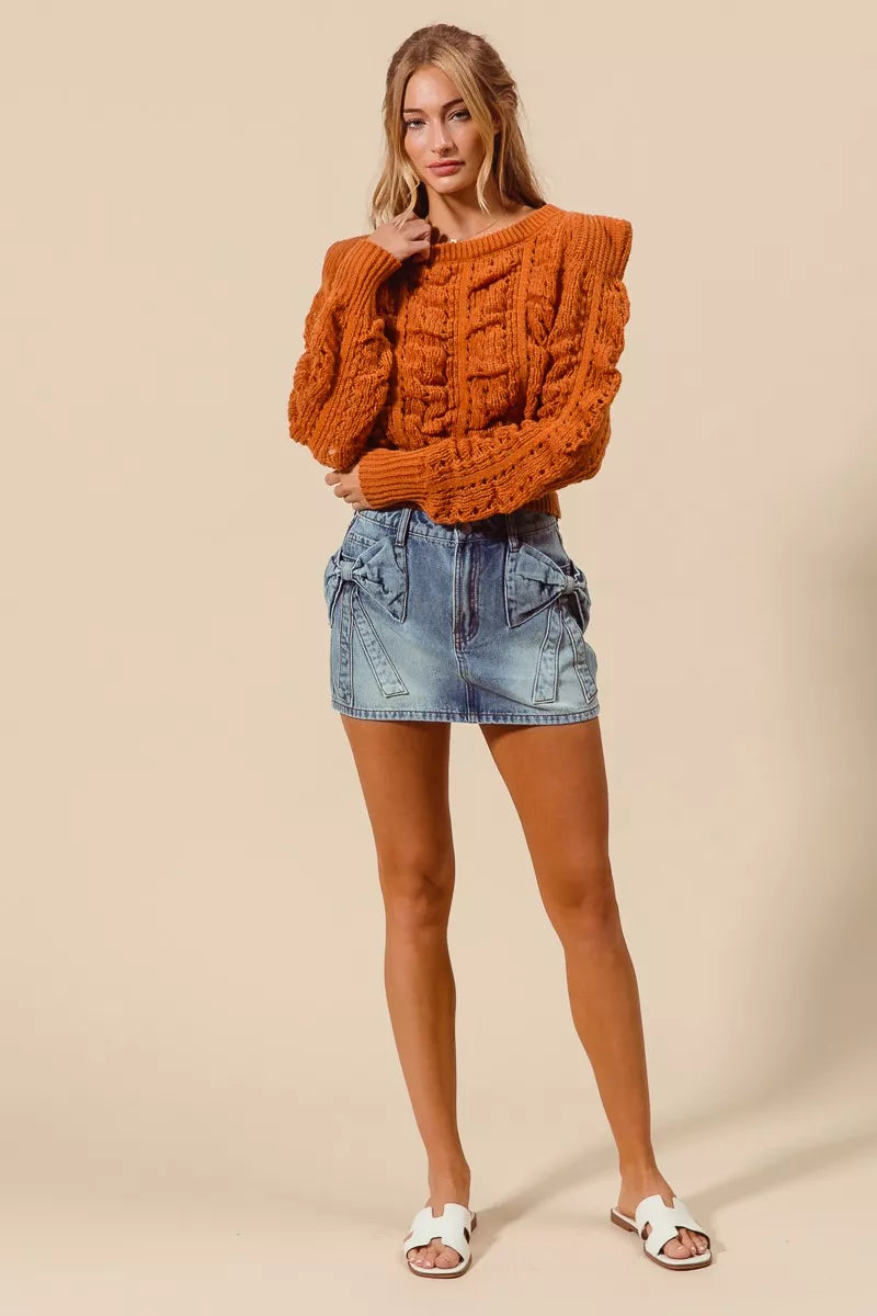 Bow knot pocket skirt full length on model