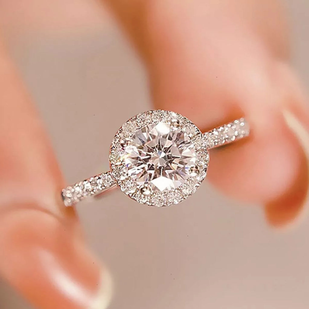 2 carat moissanite sterling silver ring front view