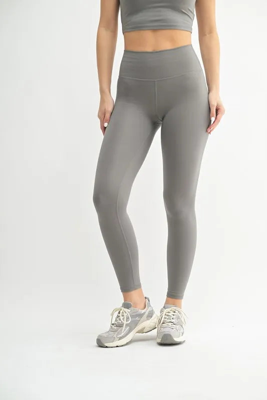 Venice Cloud contour high waisted leggings front view in pewter