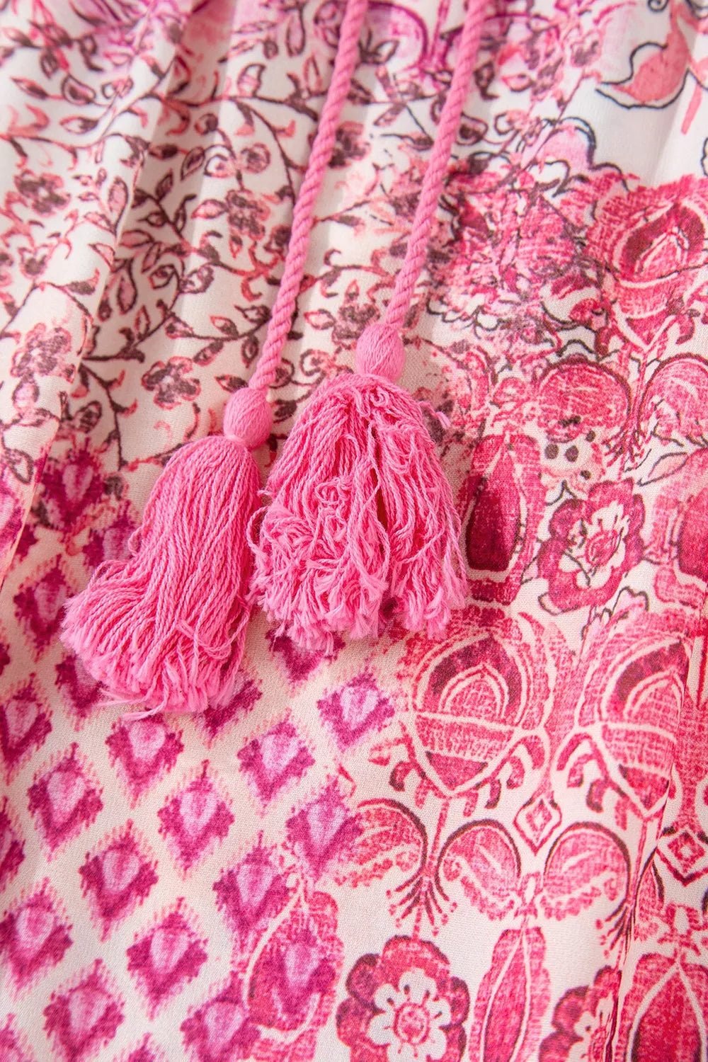Dusty pink printed maxi skirt full length view