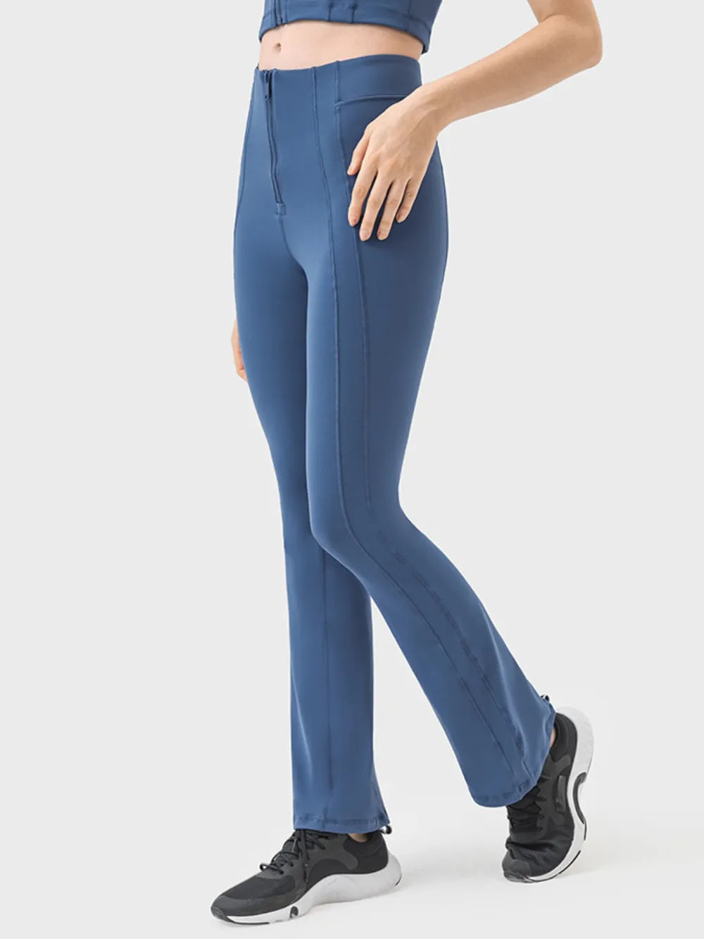 Active pants styled with cropped tank
