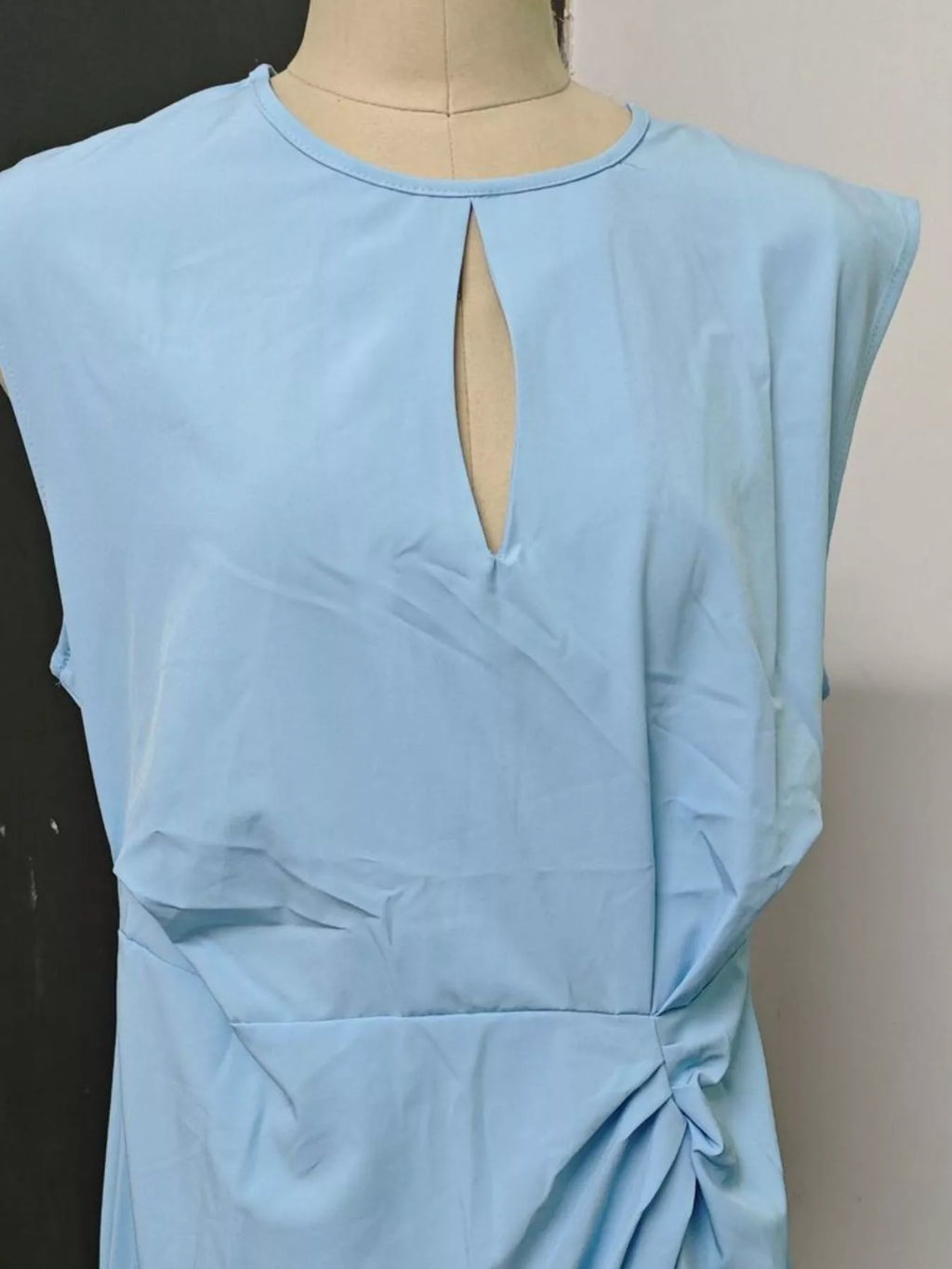 Ruched waist sleeveless dress back view