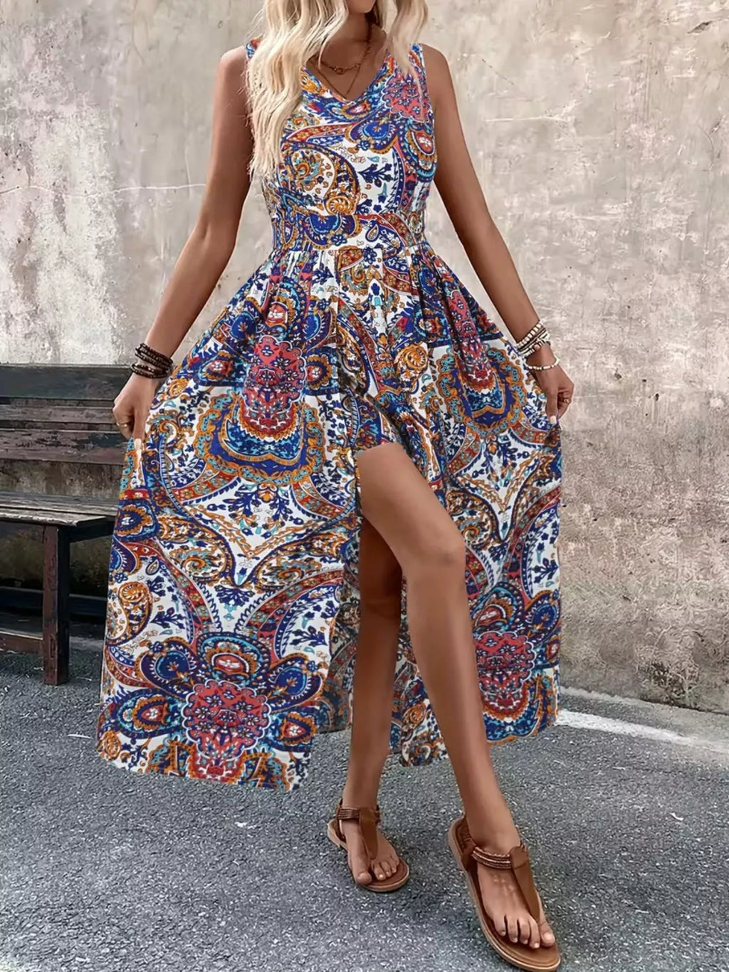 Sleeveless romper full outfit front view