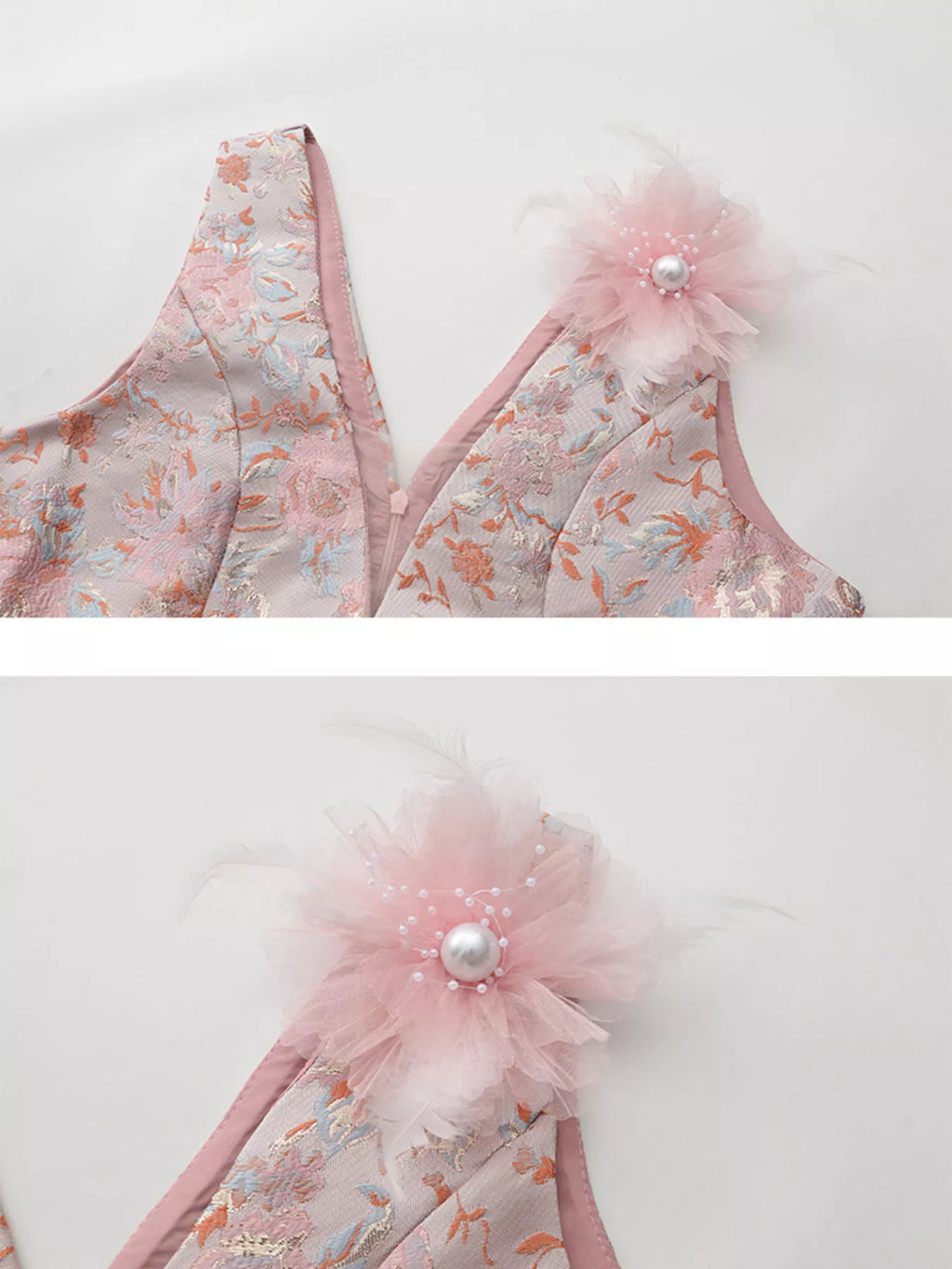Floral sleeveless dress full length view