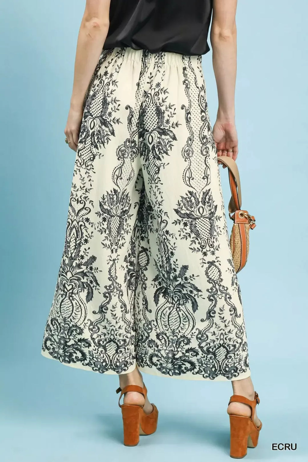Ecru wide leg pants side view