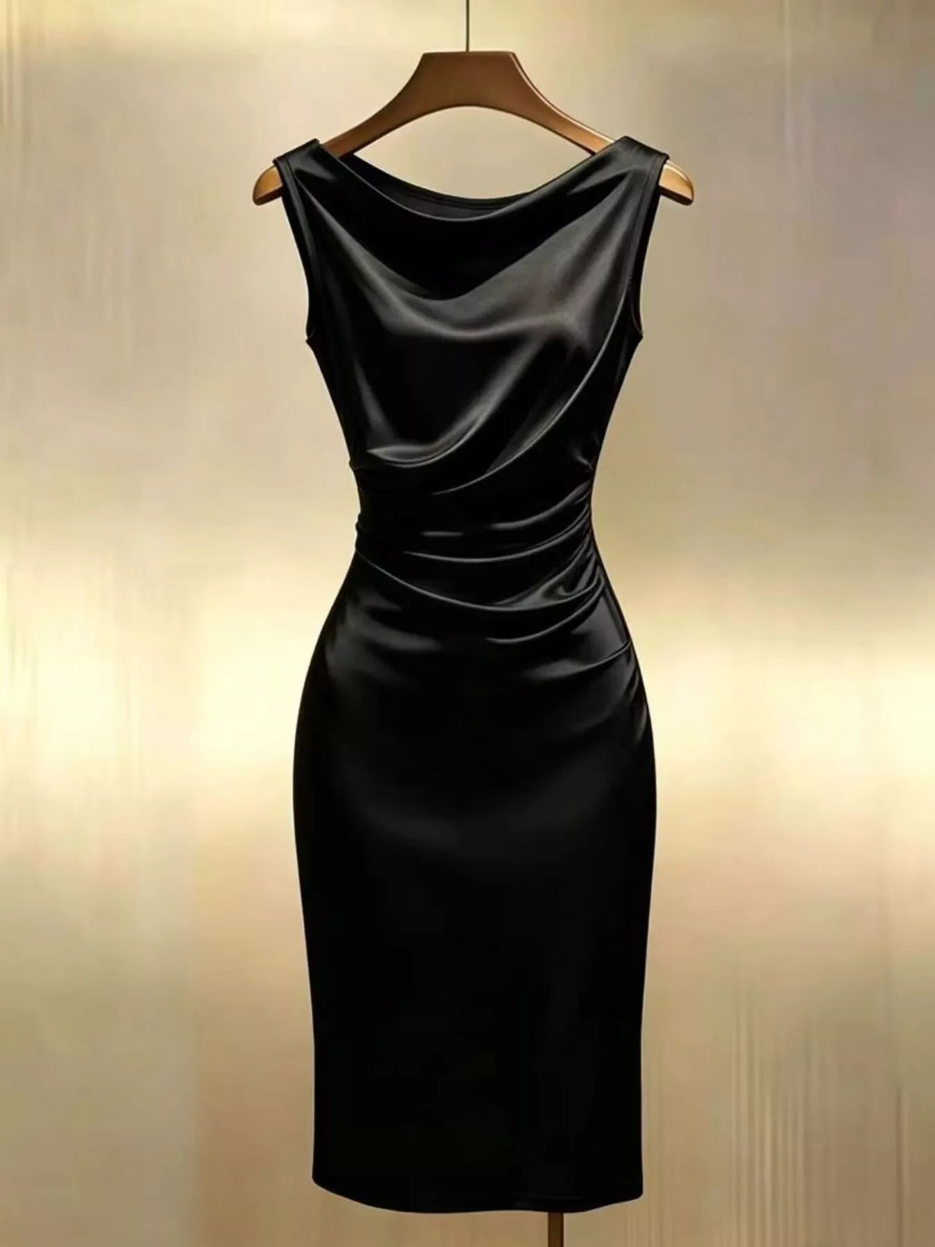 Ruched satin dress back view