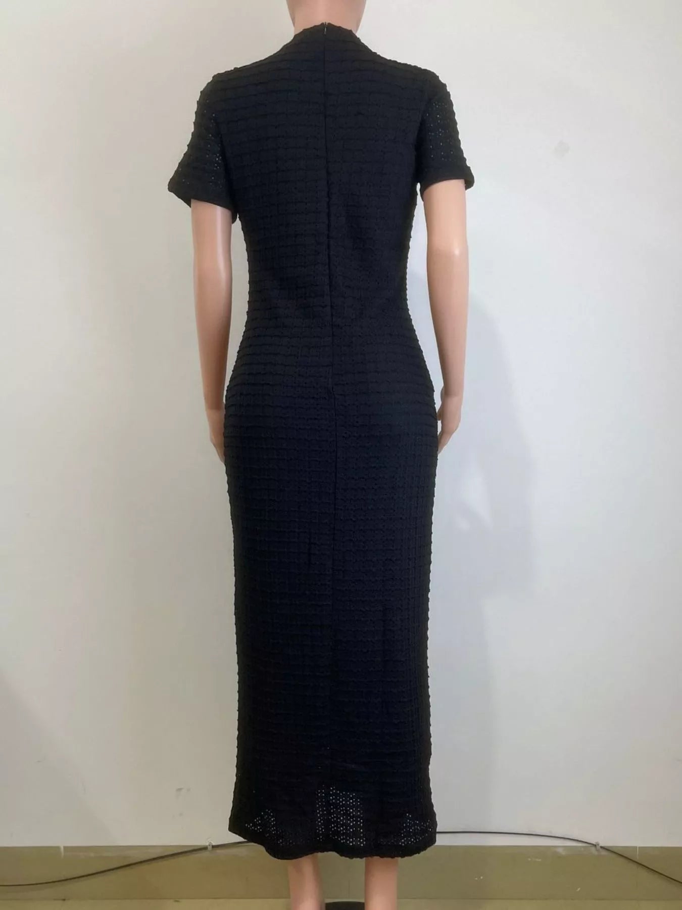 Textured midi dress full length styled look