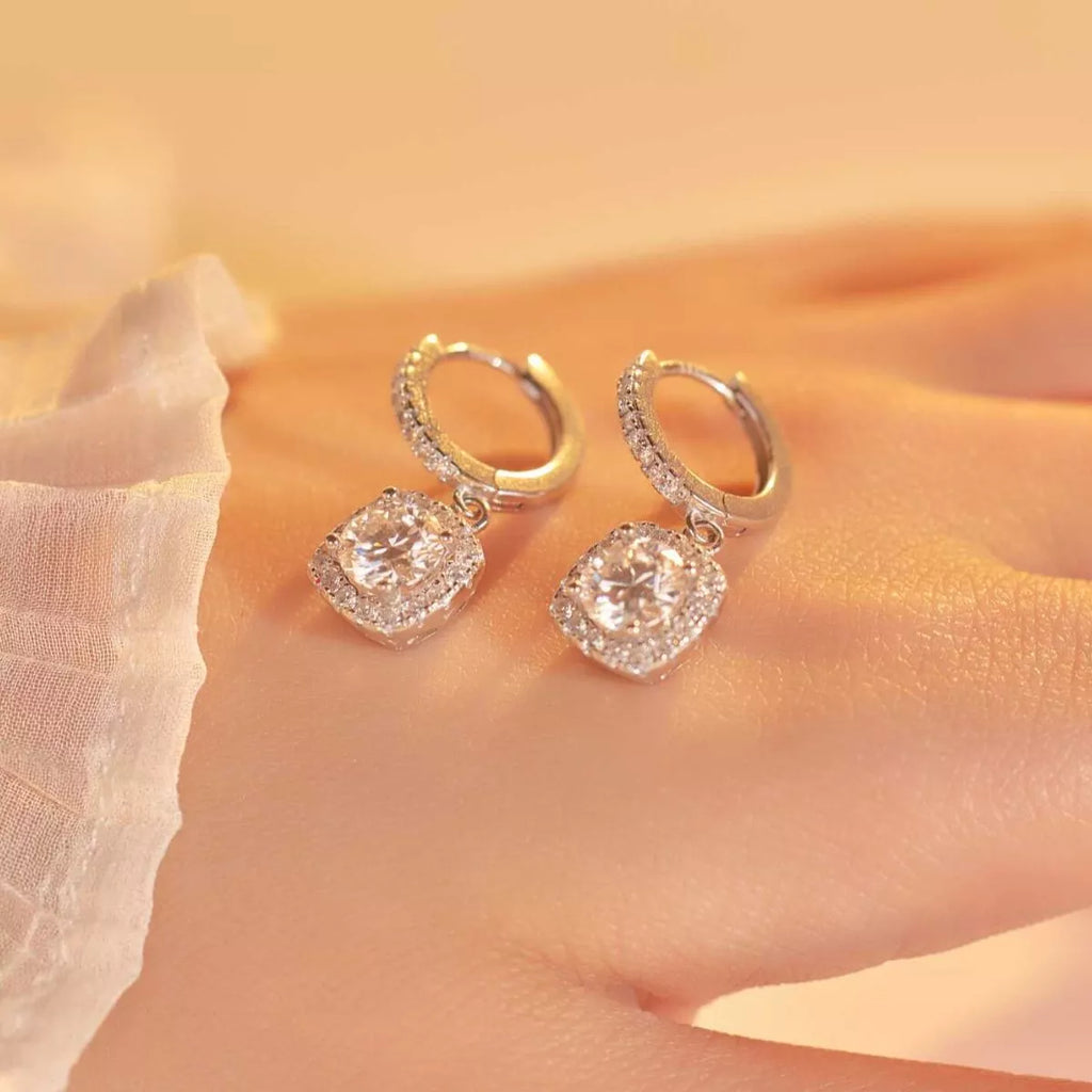 925 sterling silver drop earrings sparkle detail
