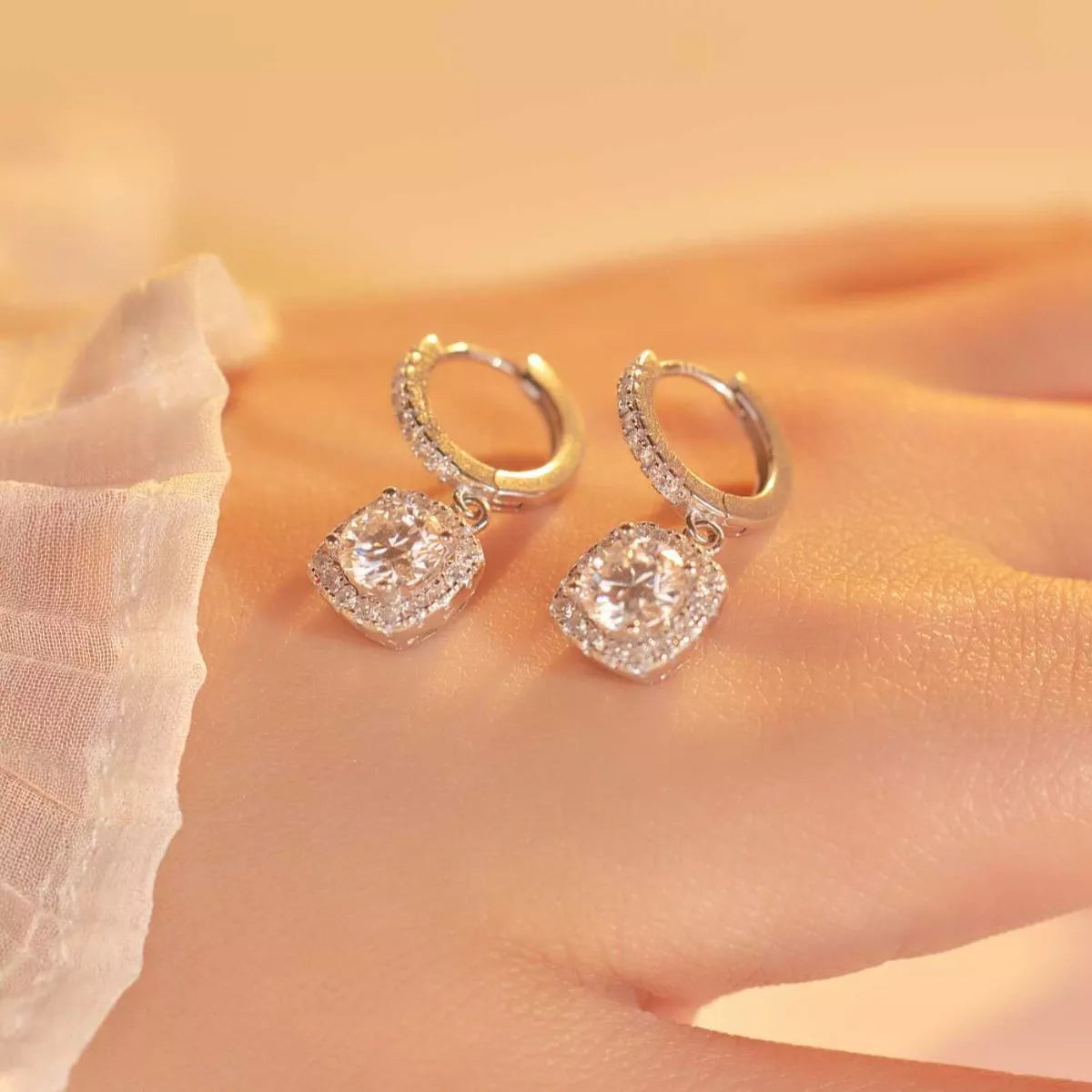 925 sterling silver drop earrings sparkle detail