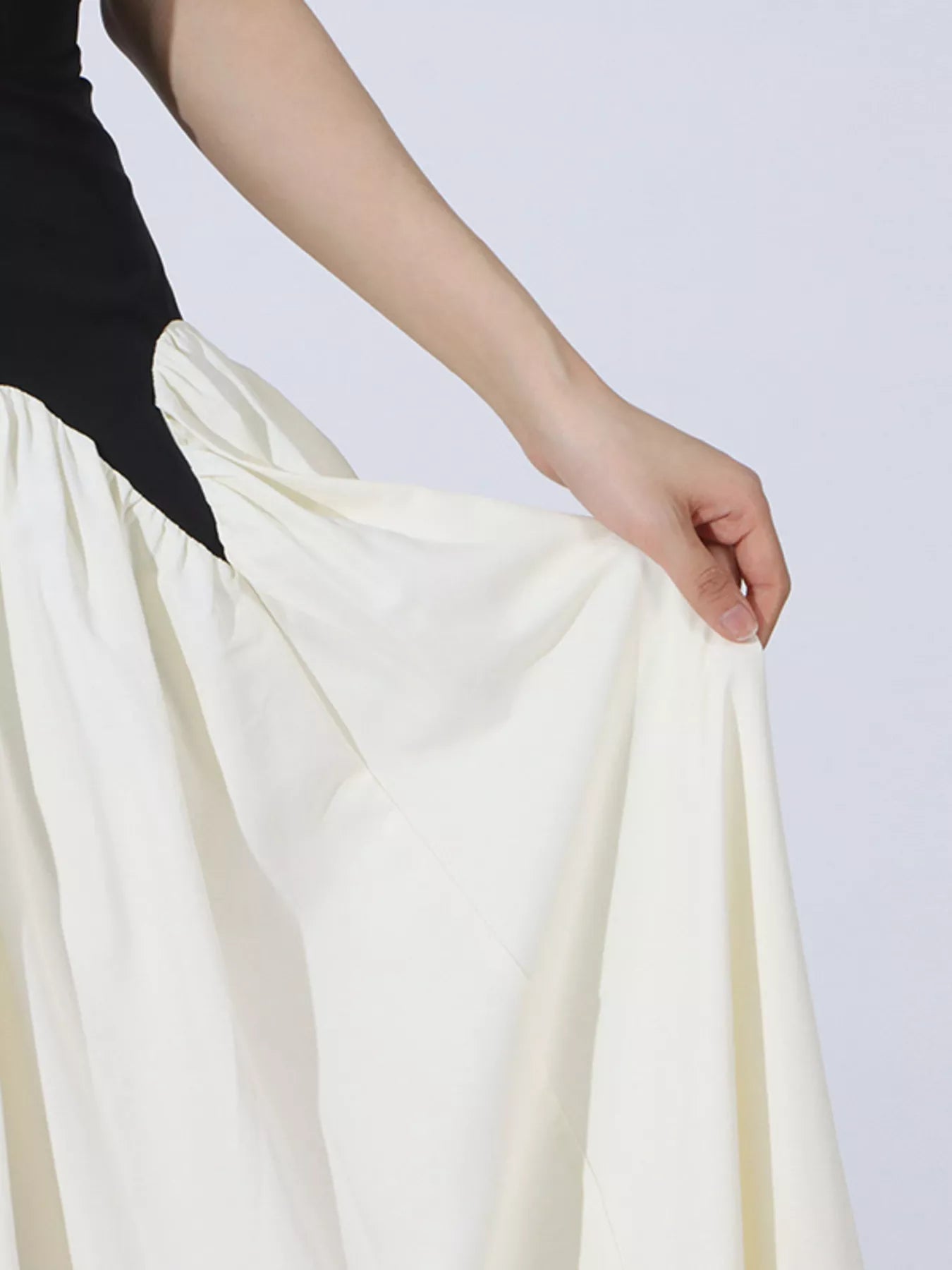 Two tone tube maxi dress fabric texture close up