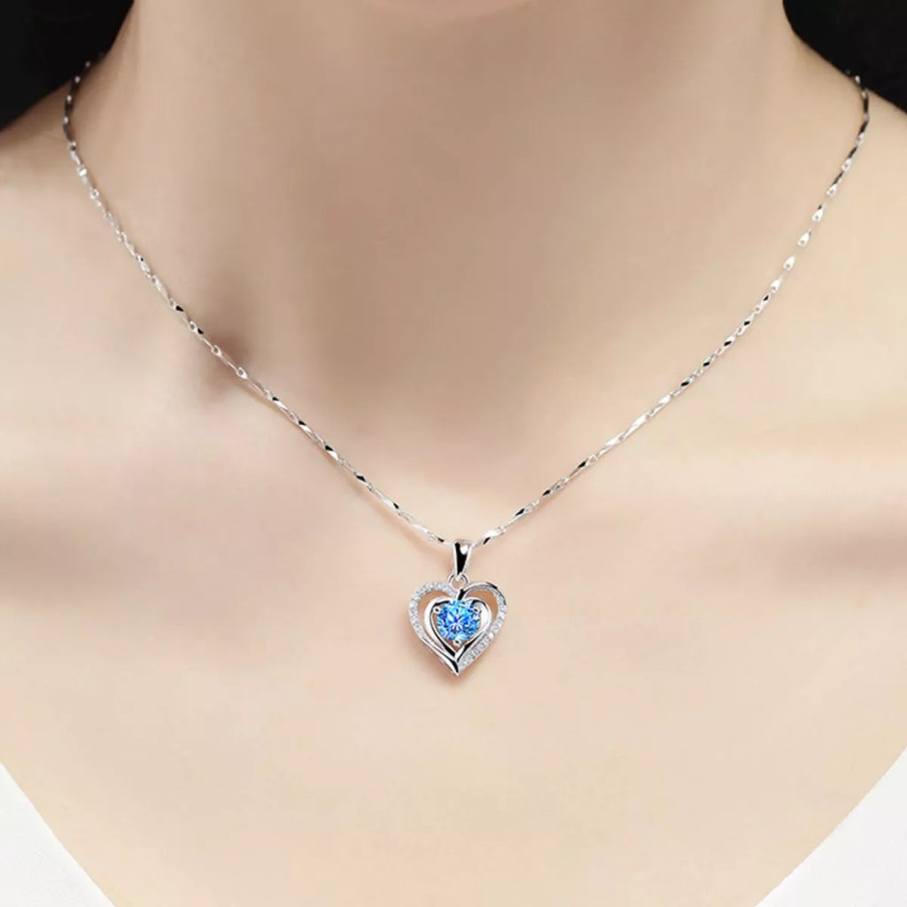 Sterling silver heart pendant necklace in gift box