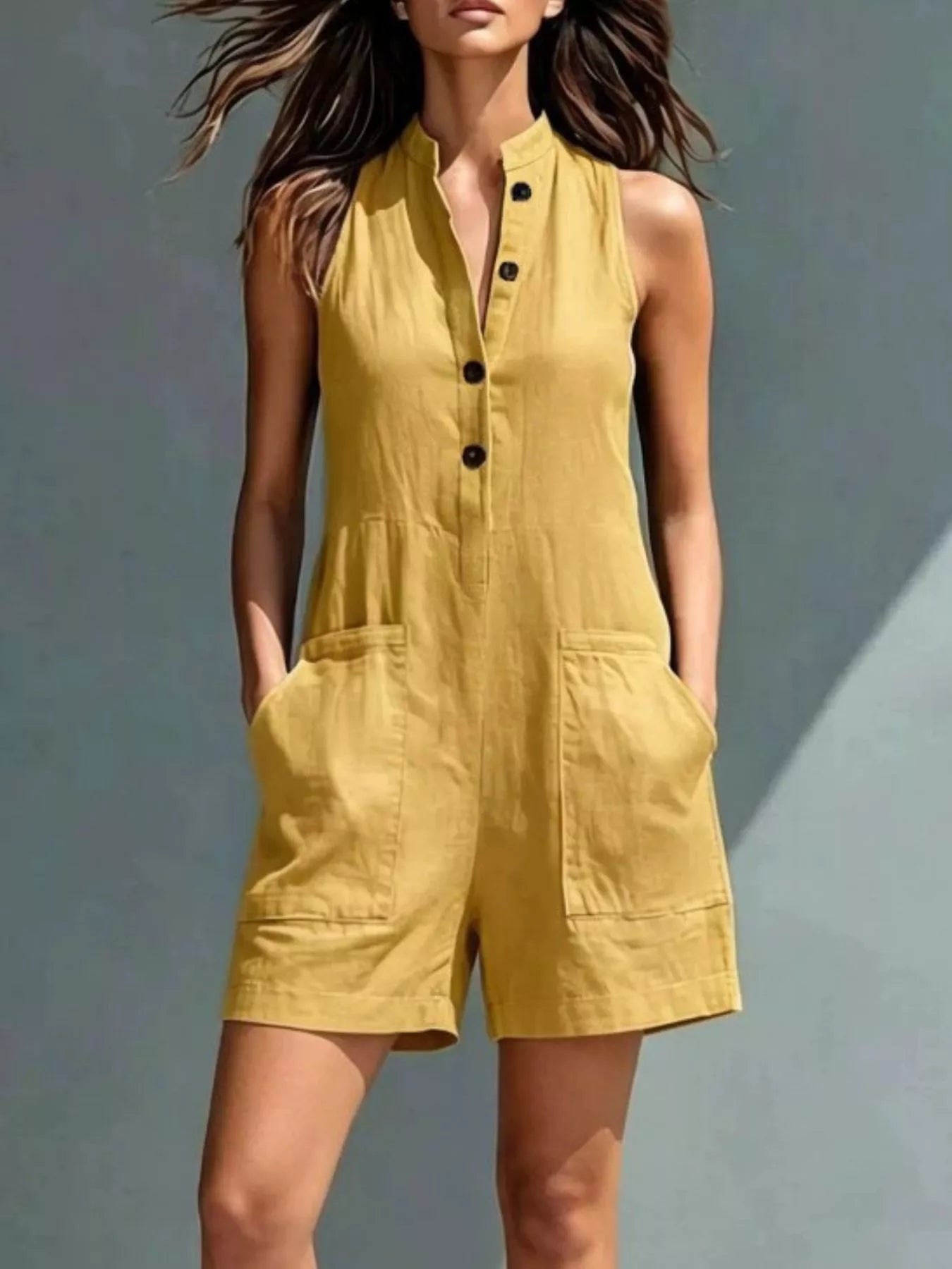 Sleeveless romper back view