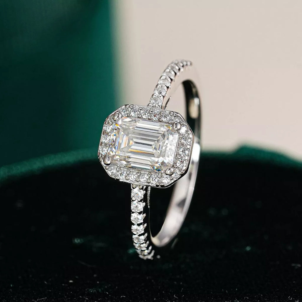 Moissanite ring stone sparkle close up
