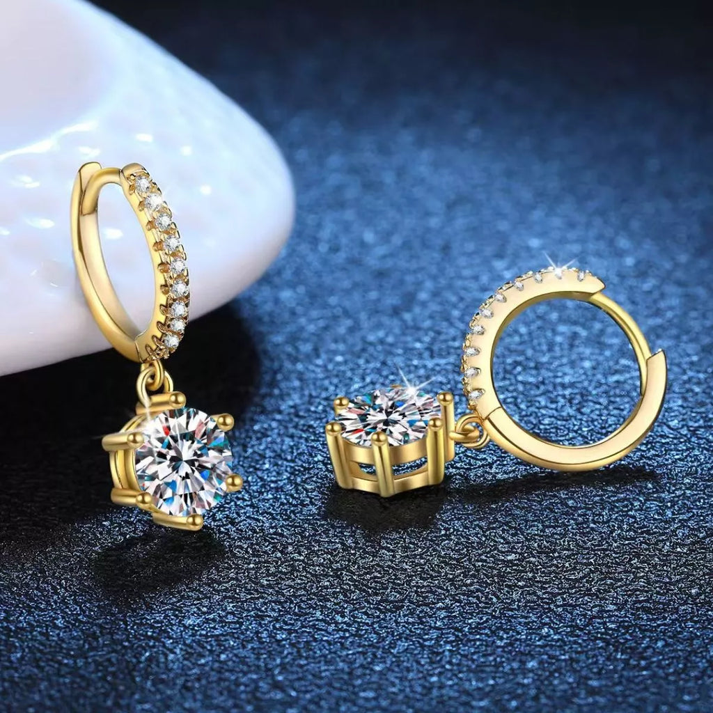 18K rose gold plated drop earrings side view