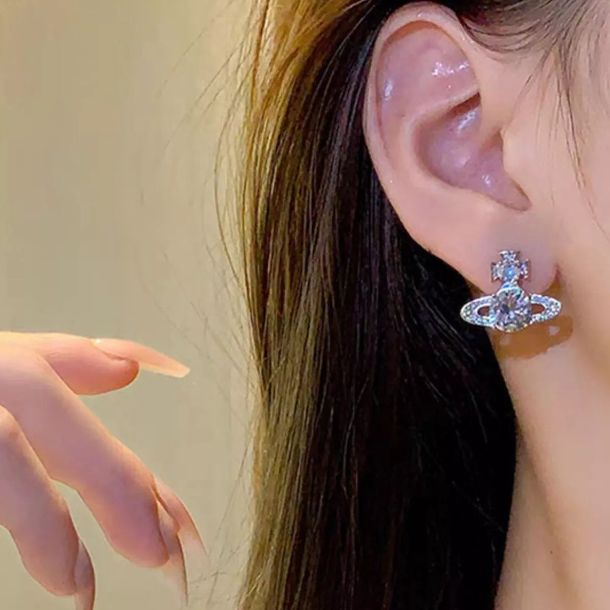 925 sterling silver moissanite earrings side view
