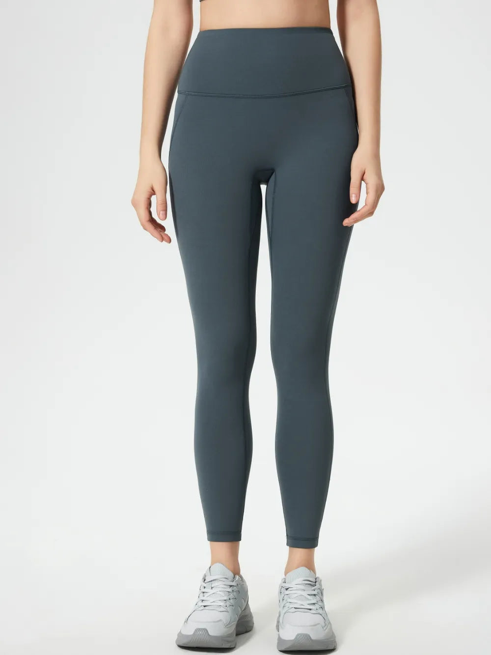 Dark gray active leggings side view