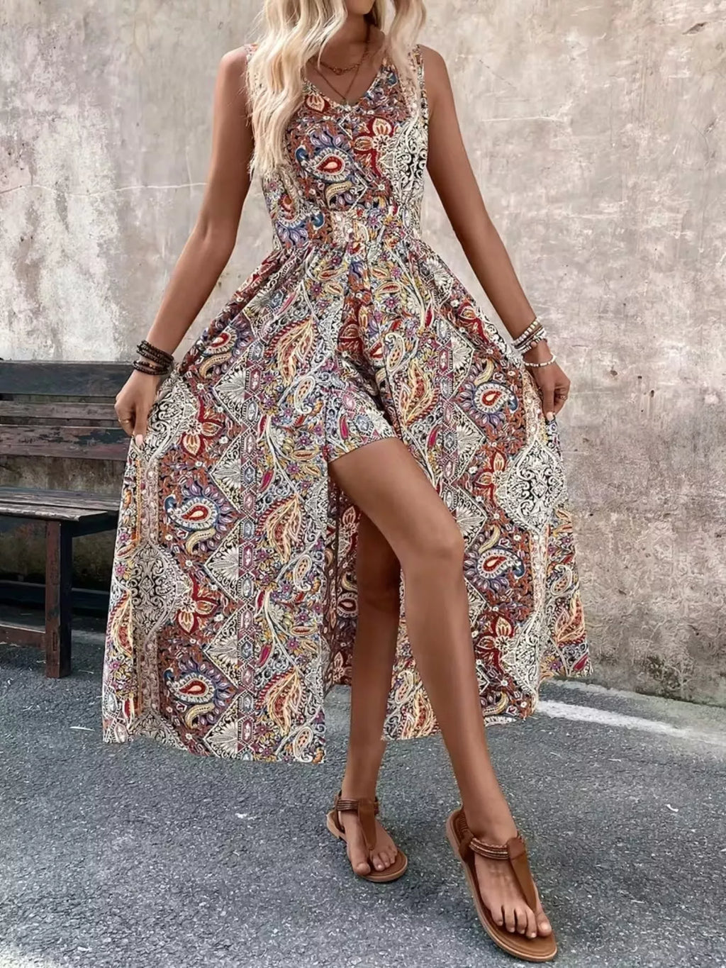 Paisley print romper back view