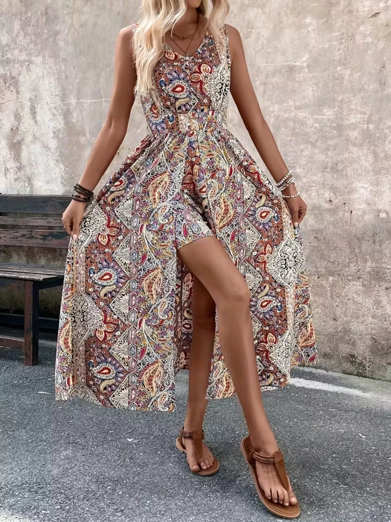 Paisley print romper back view