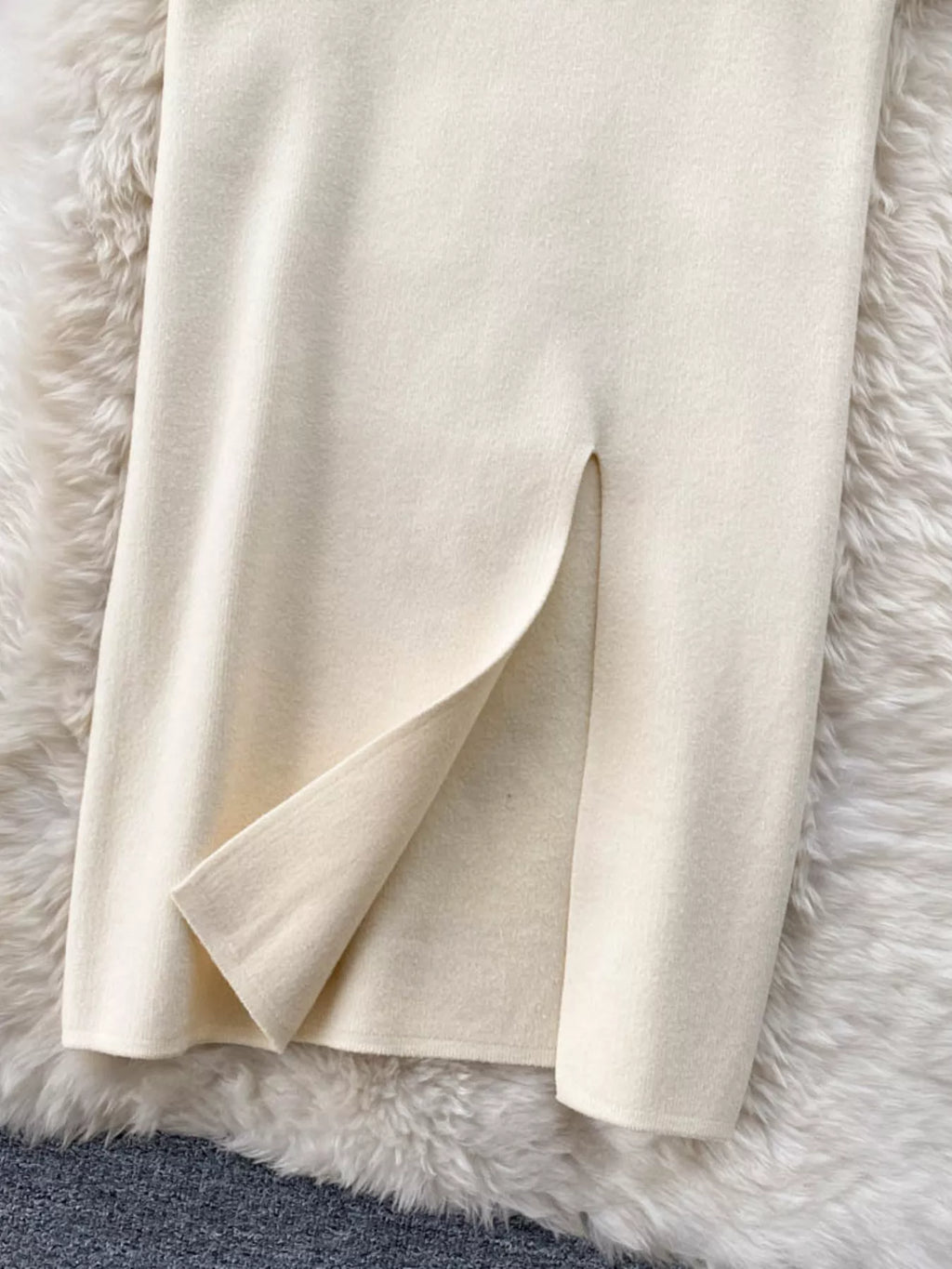 Knit midi skirt fabric texture close up