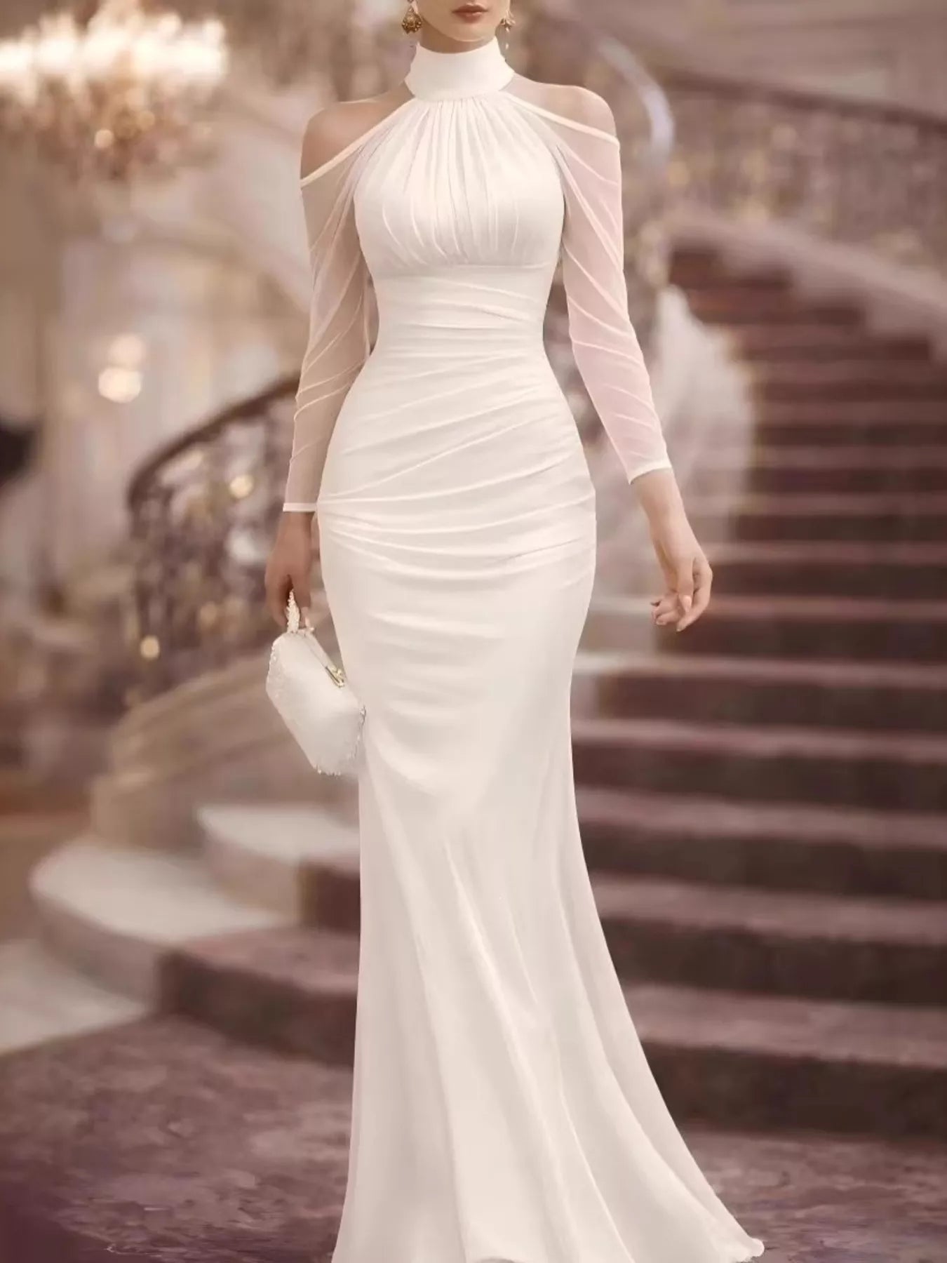 Ruched maxi dress back view full length