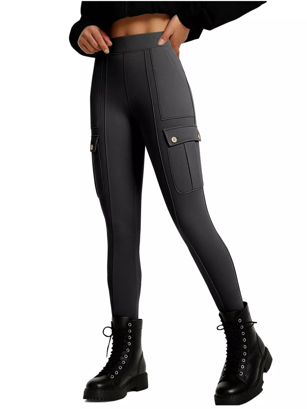 Fabric detail on womens active pants
