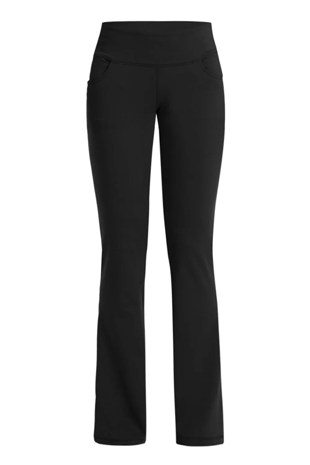 Burgundy high waist workout pants side view