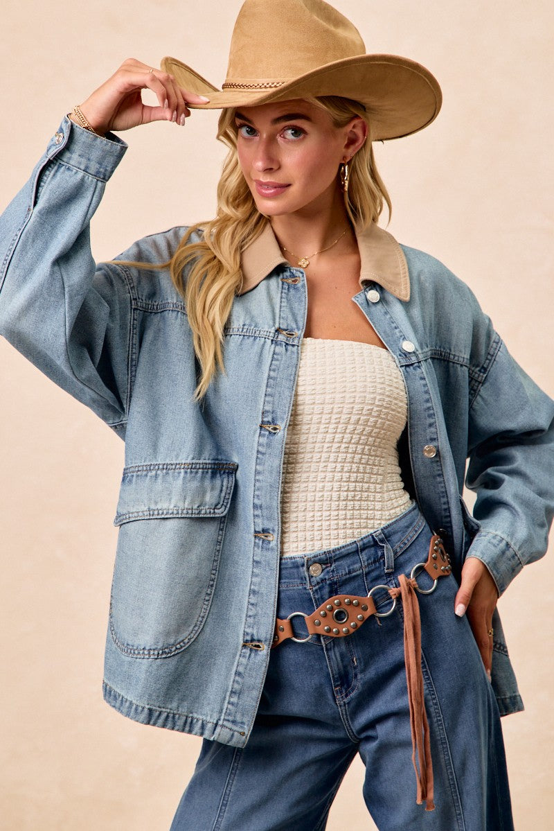 Vintage washed denim jacket alternate outfit view