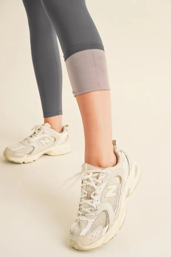 Fleece lined leggings back view highlighting high waist