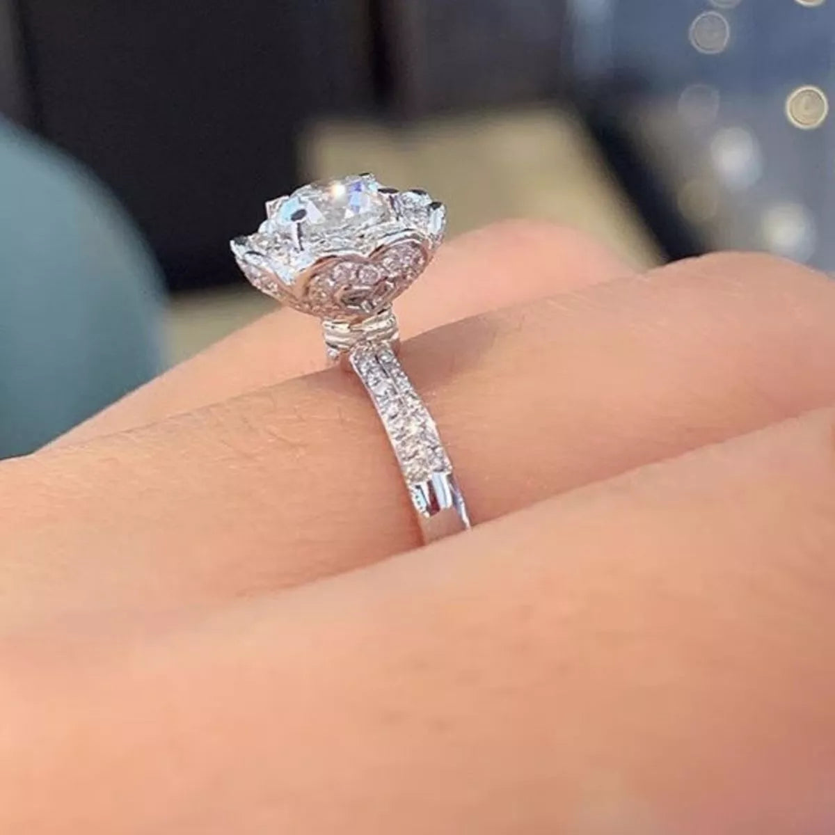 1 carat moissanite ring side profile
