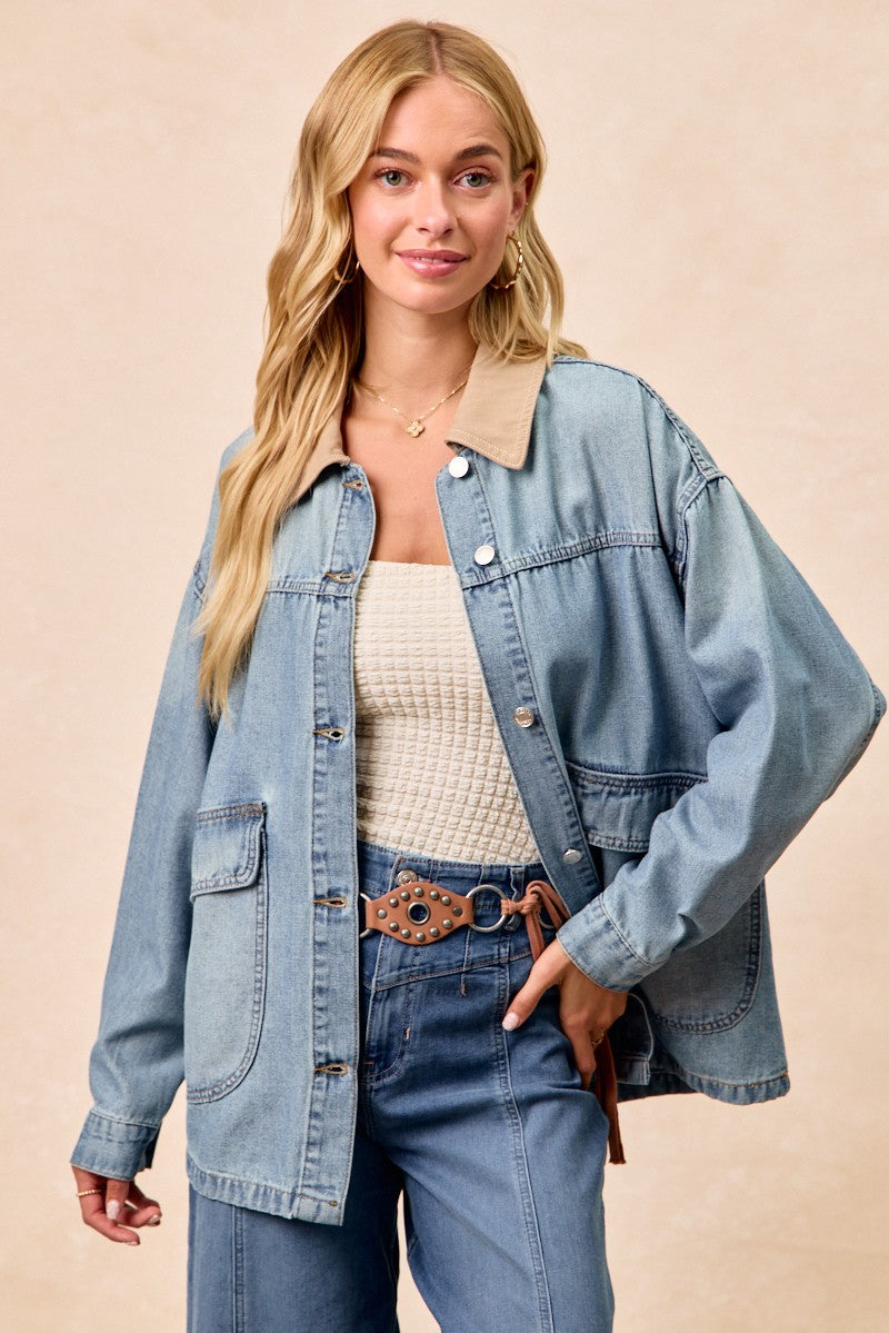 Denim jacket cuff and sleeve detail