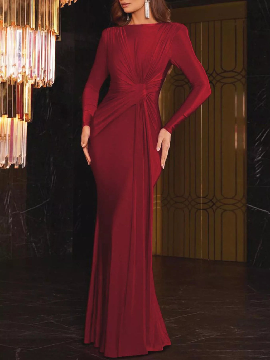 Twisted maxi dress sleeve and cuff detail