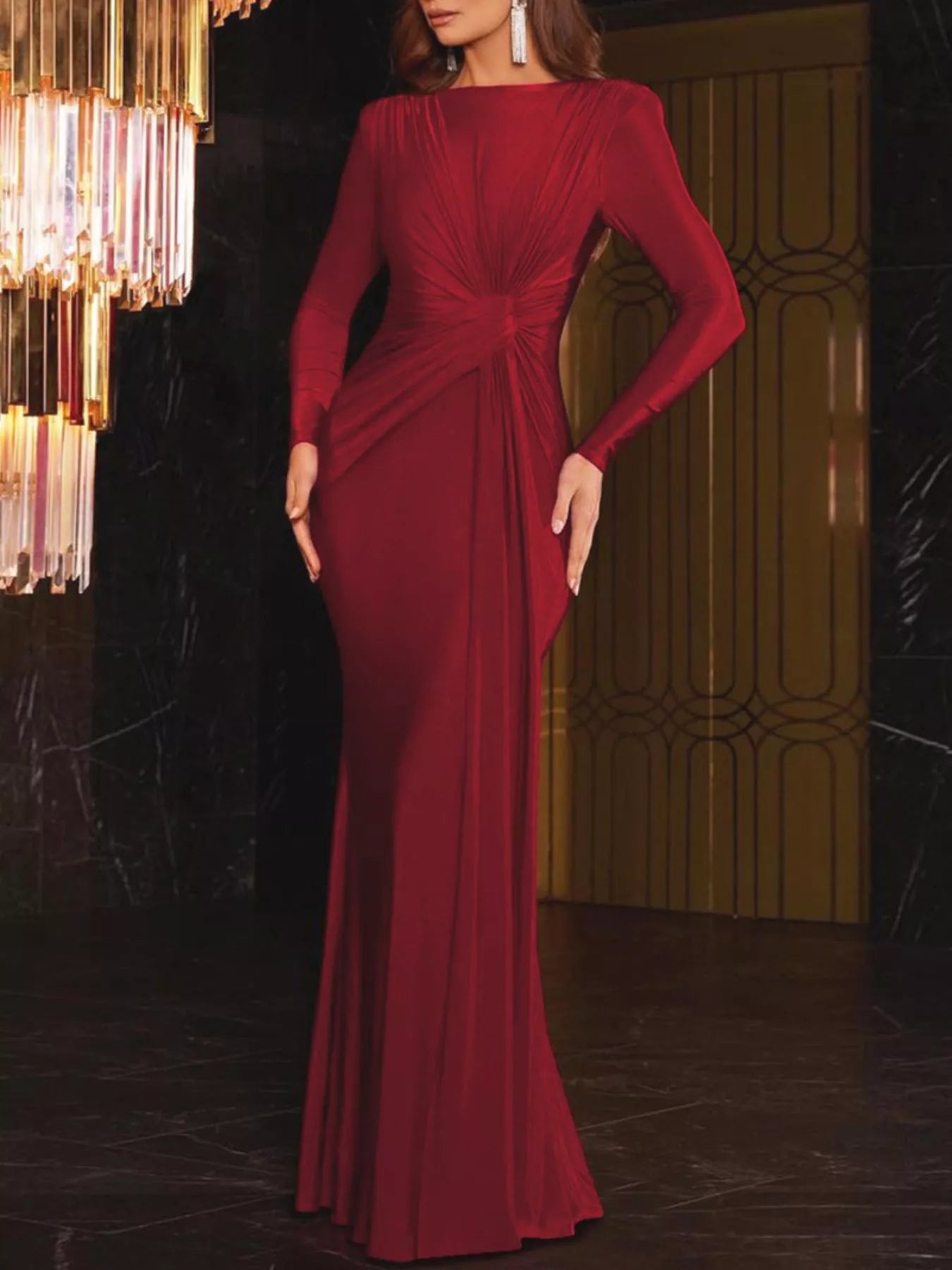 Twisted maxi dress sleeve and cuff detail