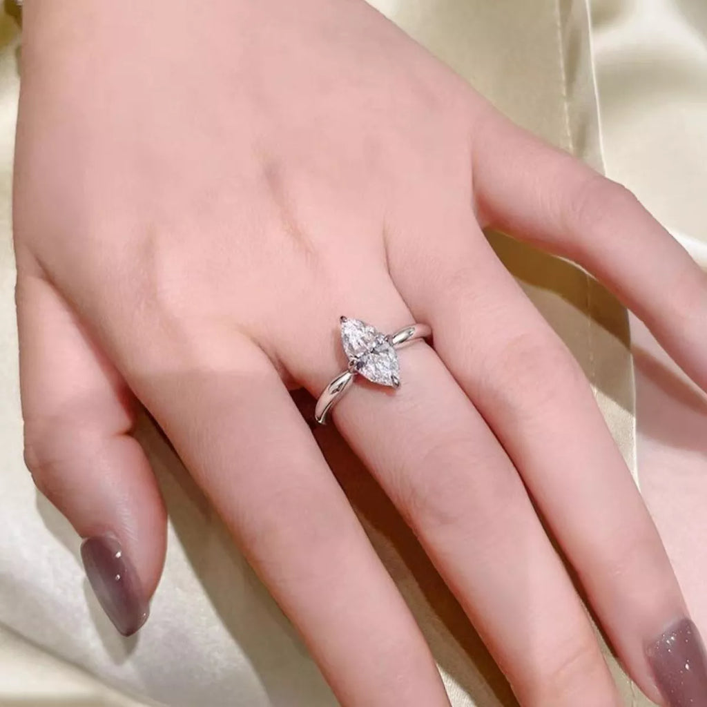 Moissanite ring band top view showing sparkle