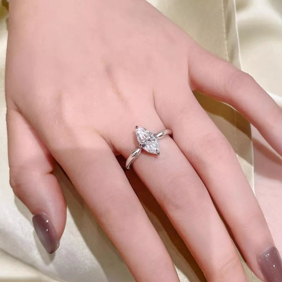 Moissanite ring band top view showing sparkle