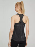 Breathable quick drying active tank top in black front view