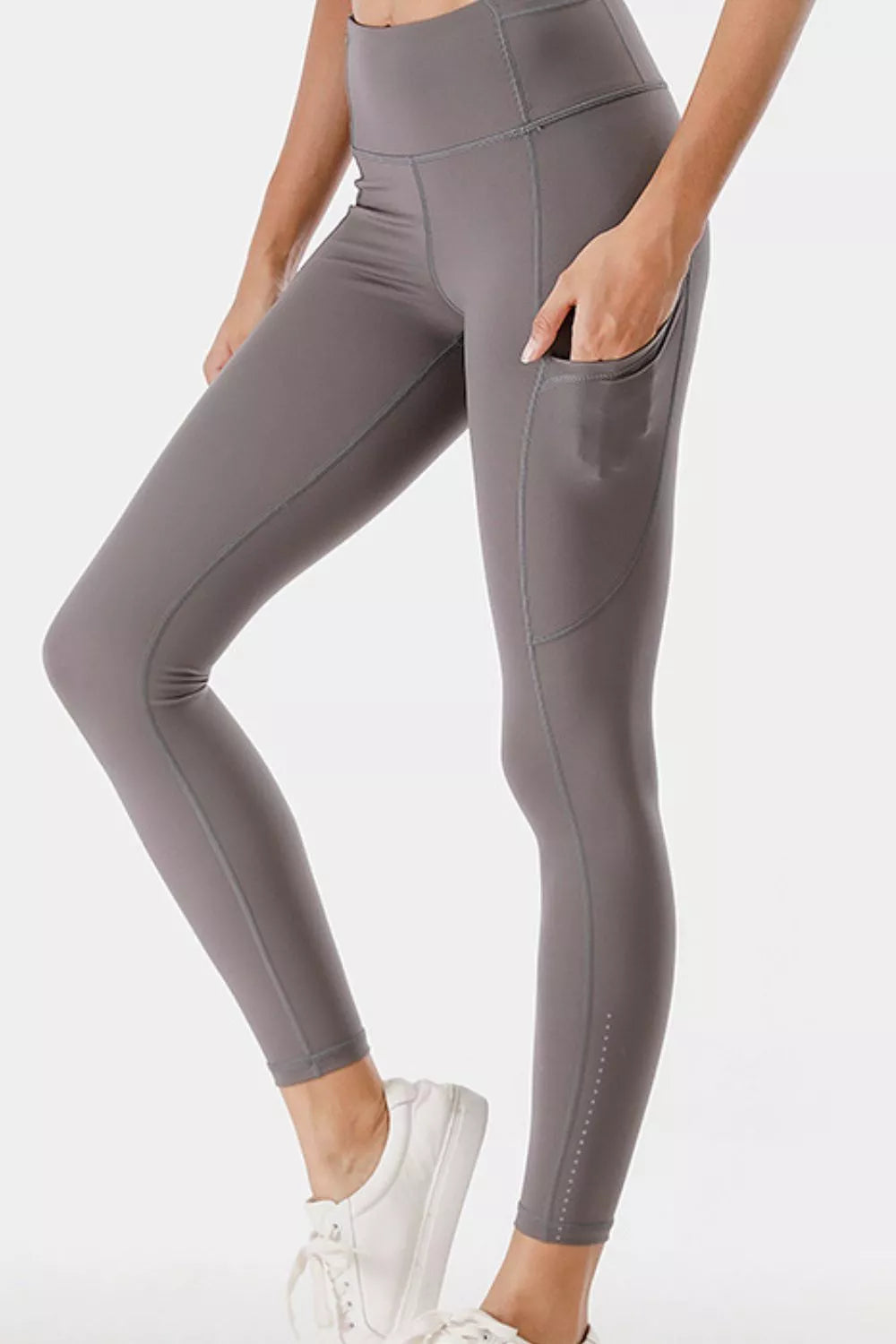 High waisted leggings fabric stretch detail