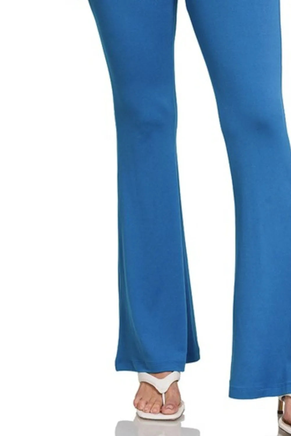 Flare leg high waist yoga pants side view showing wide leg silhouette