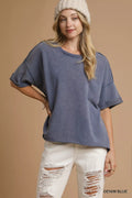 Mineral wash round neck top front view