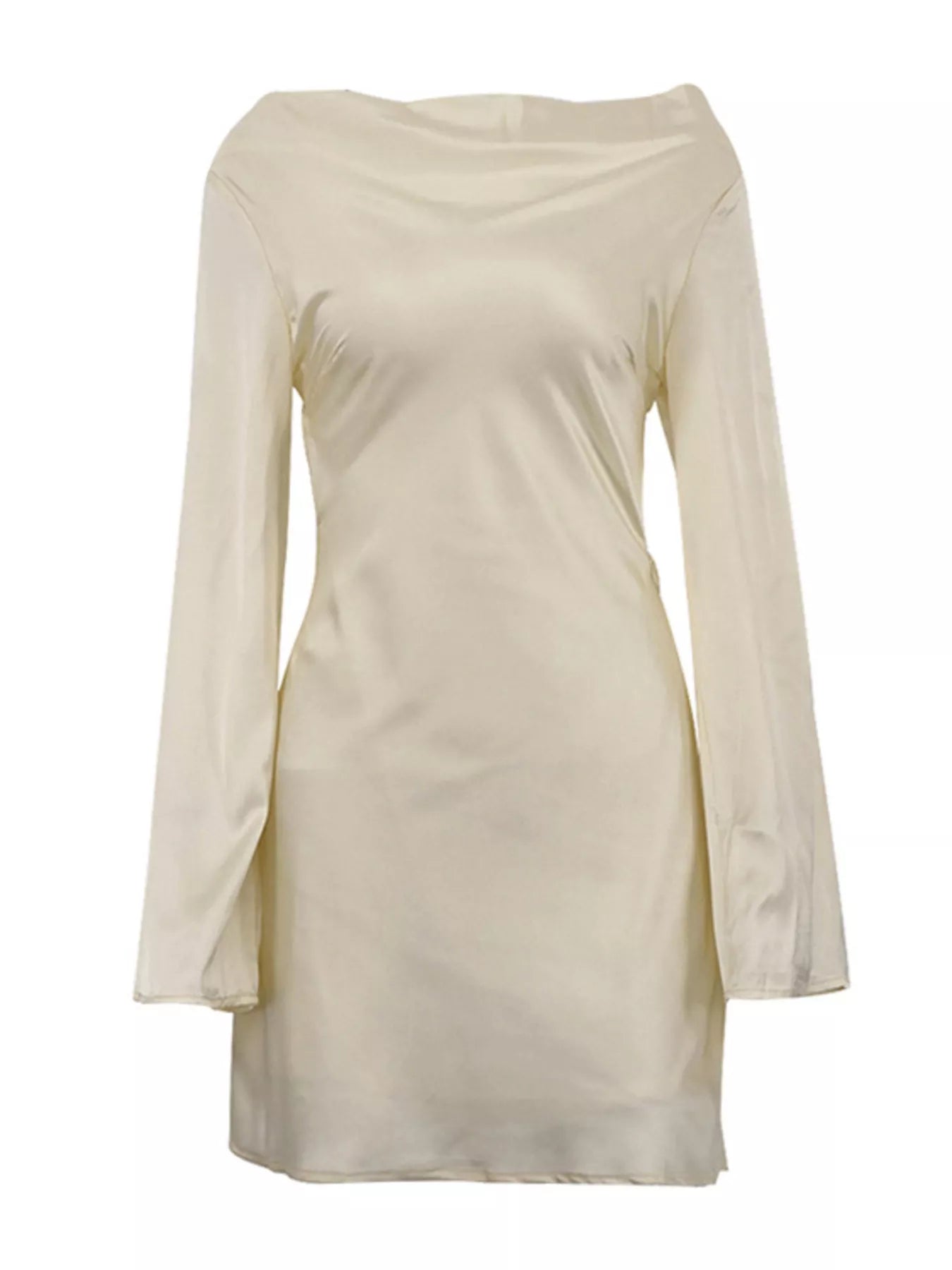 Long sleeve mini dress front detail