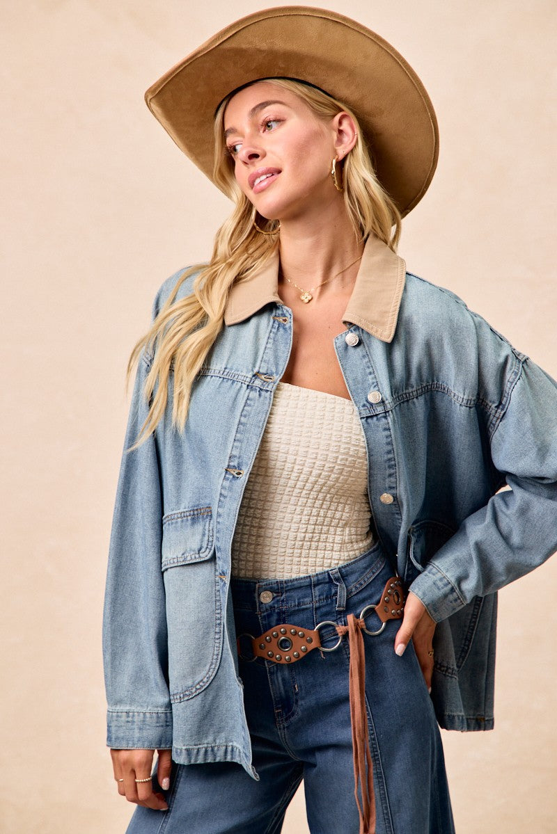 Vintage washed denim jacket - back view