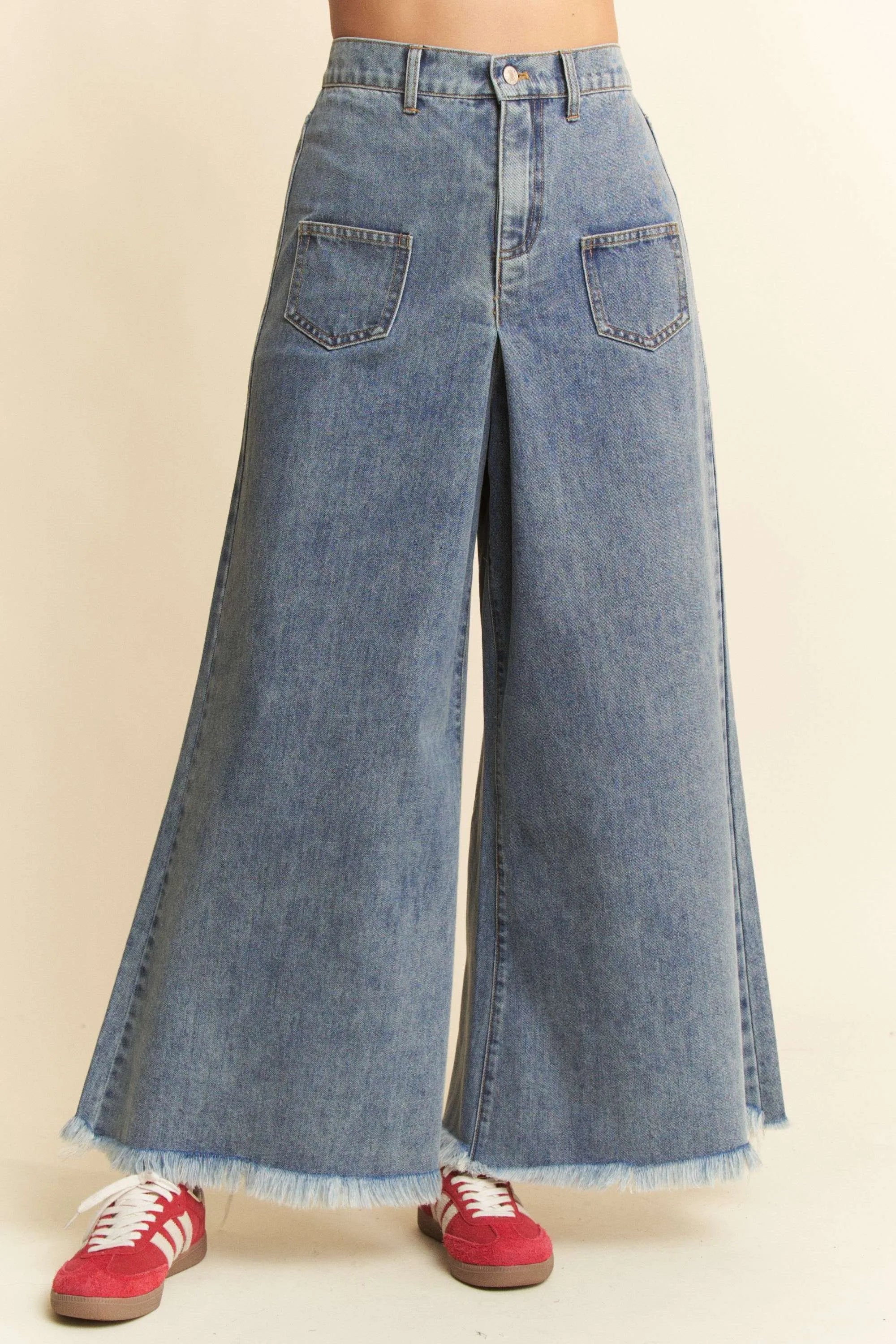 Culotte jeans back view showing pockets