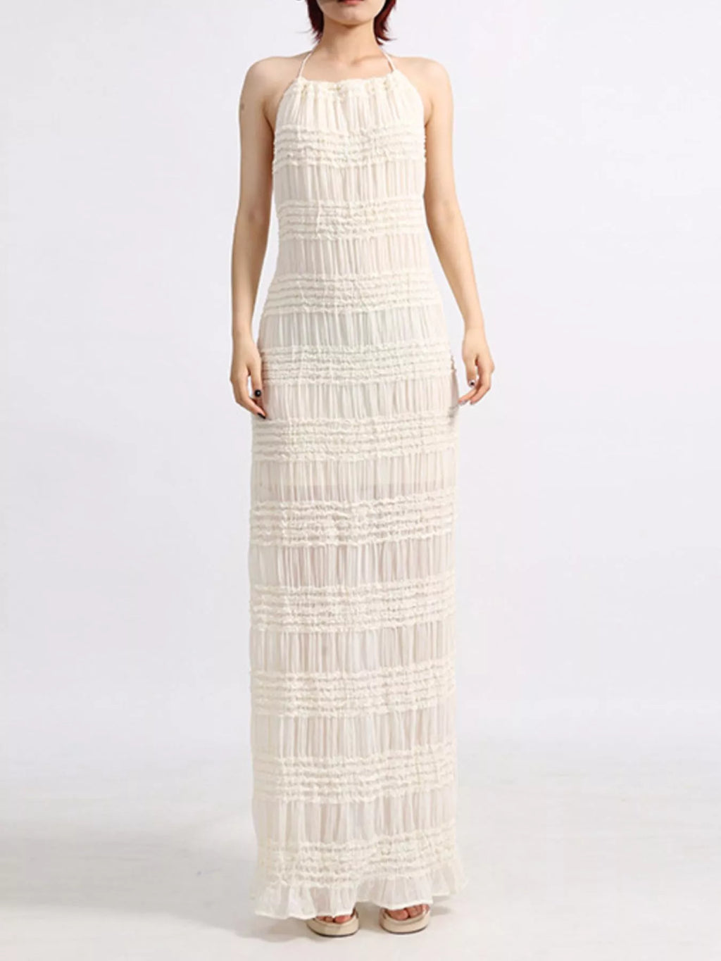 Backless maxi dress open back detail