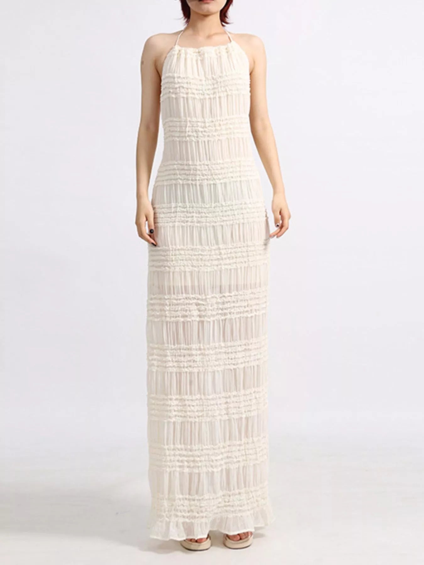 Backless maxi dress open back detail