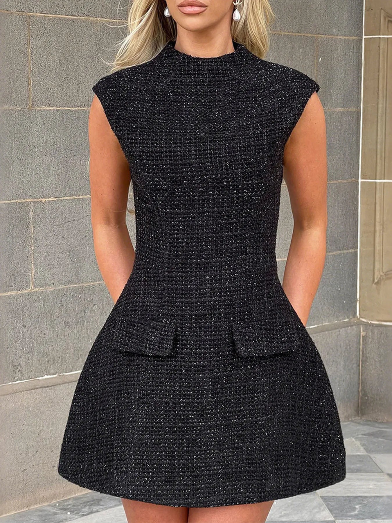 Cap sleeve mini dress side view