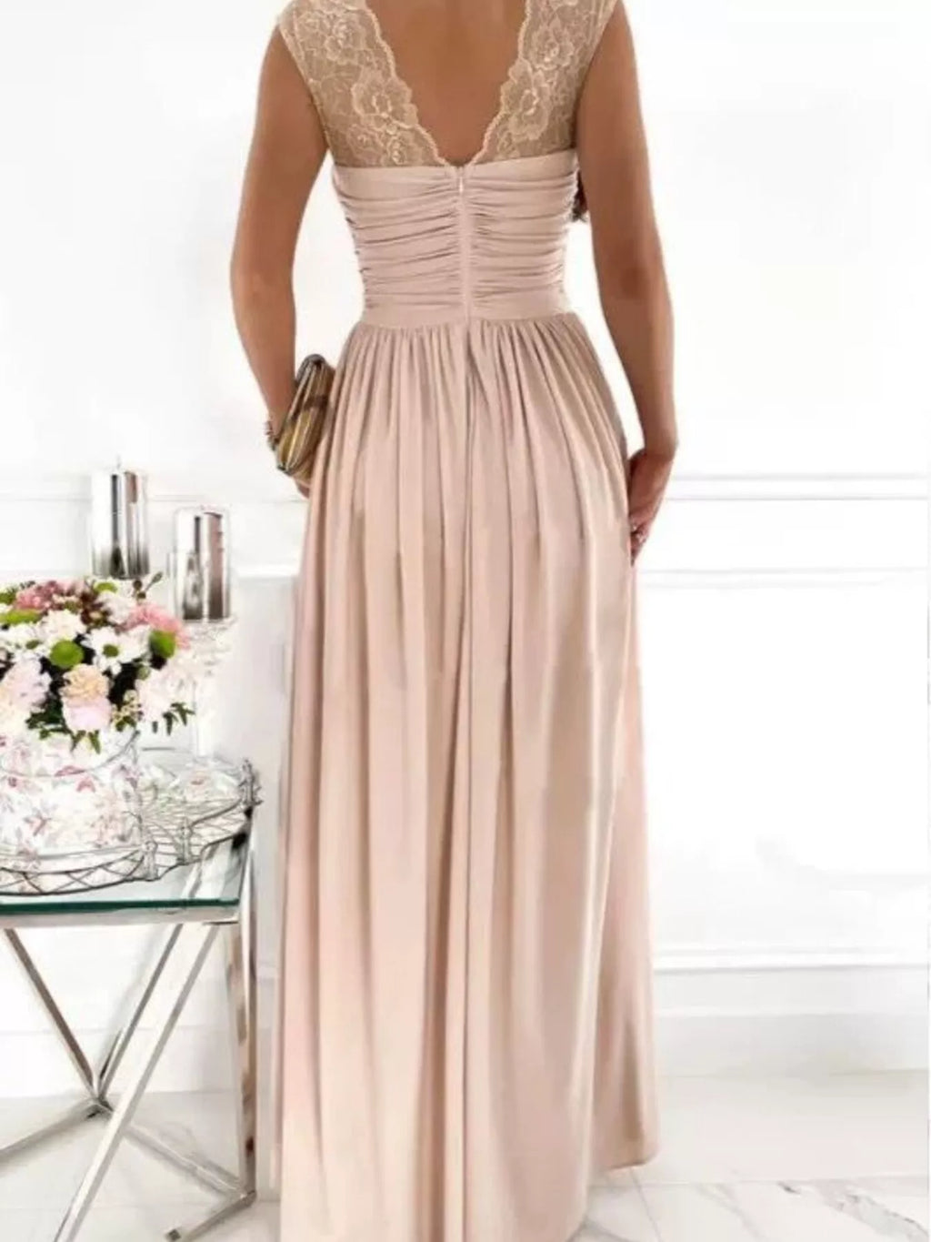 Lace detail maxi dress rear fit view