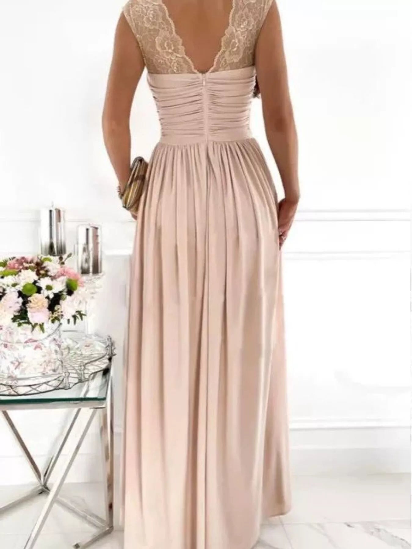 Lace detail maxi dress rear fit view