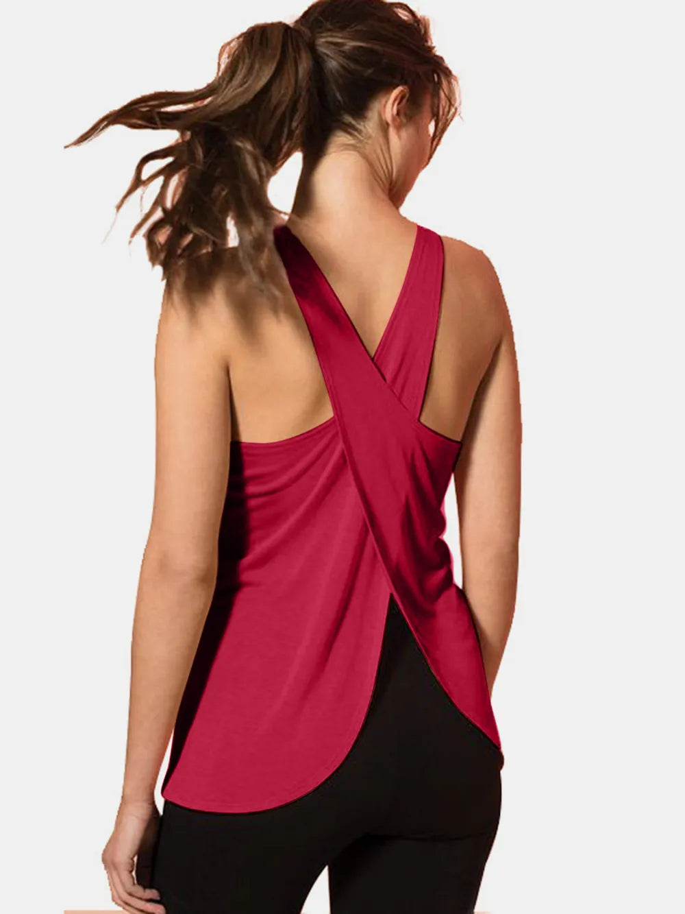 Crisscross back tank styled athletic look