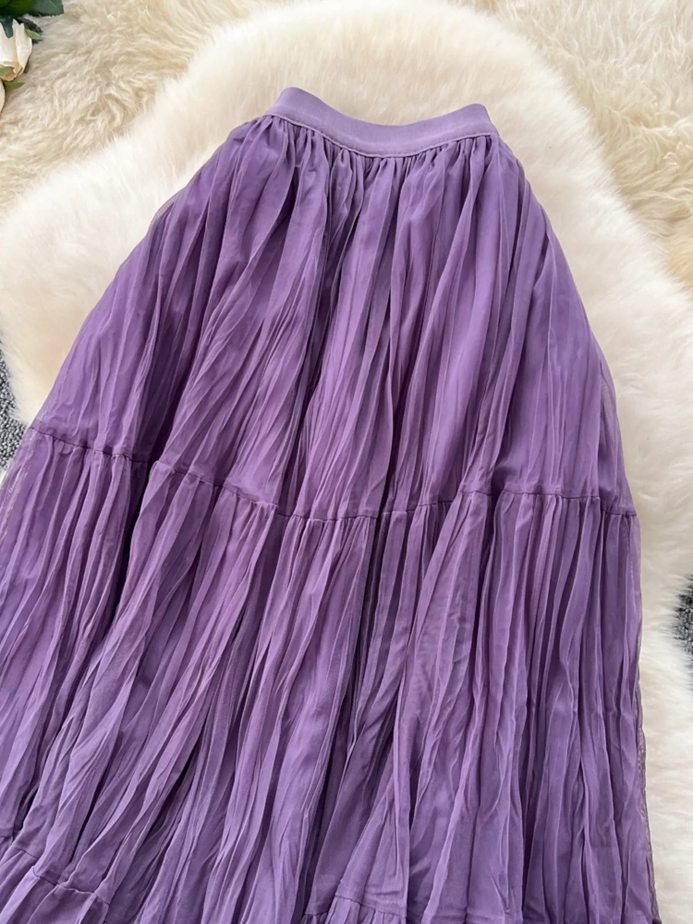 Tiered tulle skirt color options display